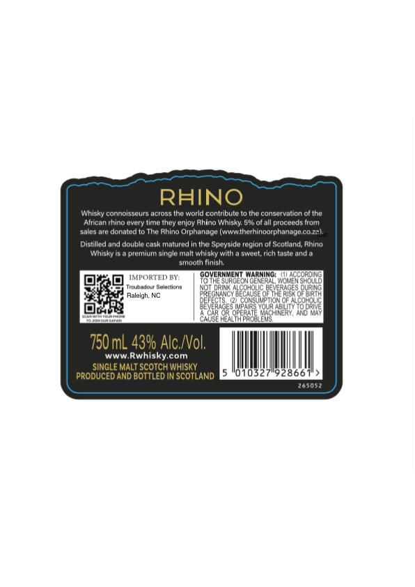 Rhino Single Malt Scotch Whisky Limited Reserve Single Malt Scotch Whisky Rhino   