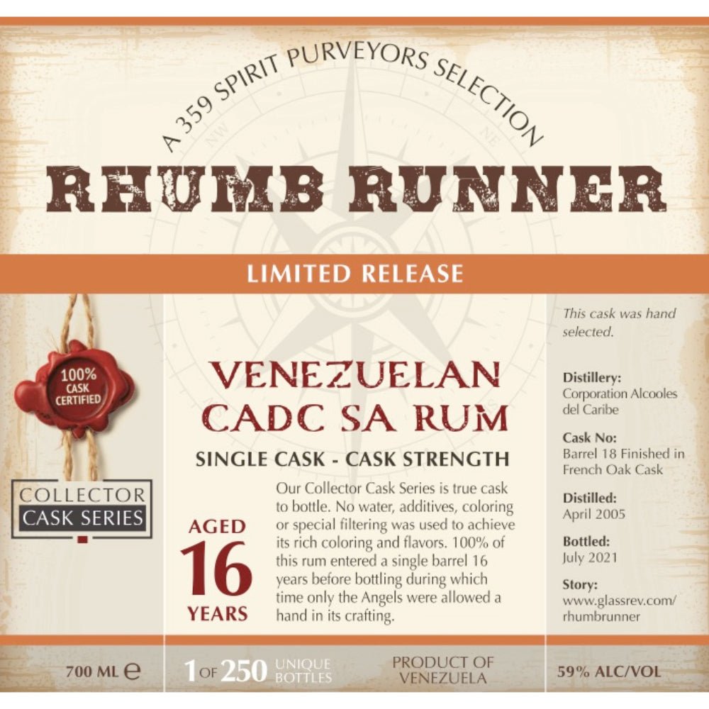 Rhumb Runner Limited Release Venezuelan Cadc Sa Rum Rum Rhumb Runner