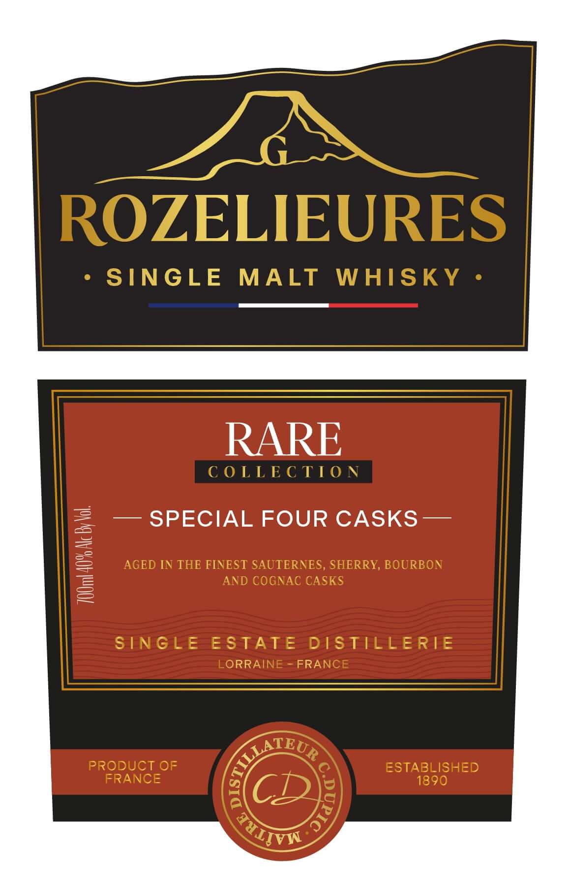 Rozelieures Rare Collection Single Malt Whisky Special Four Casks, 700ml Single Malt Whiskey G. Rozelieures