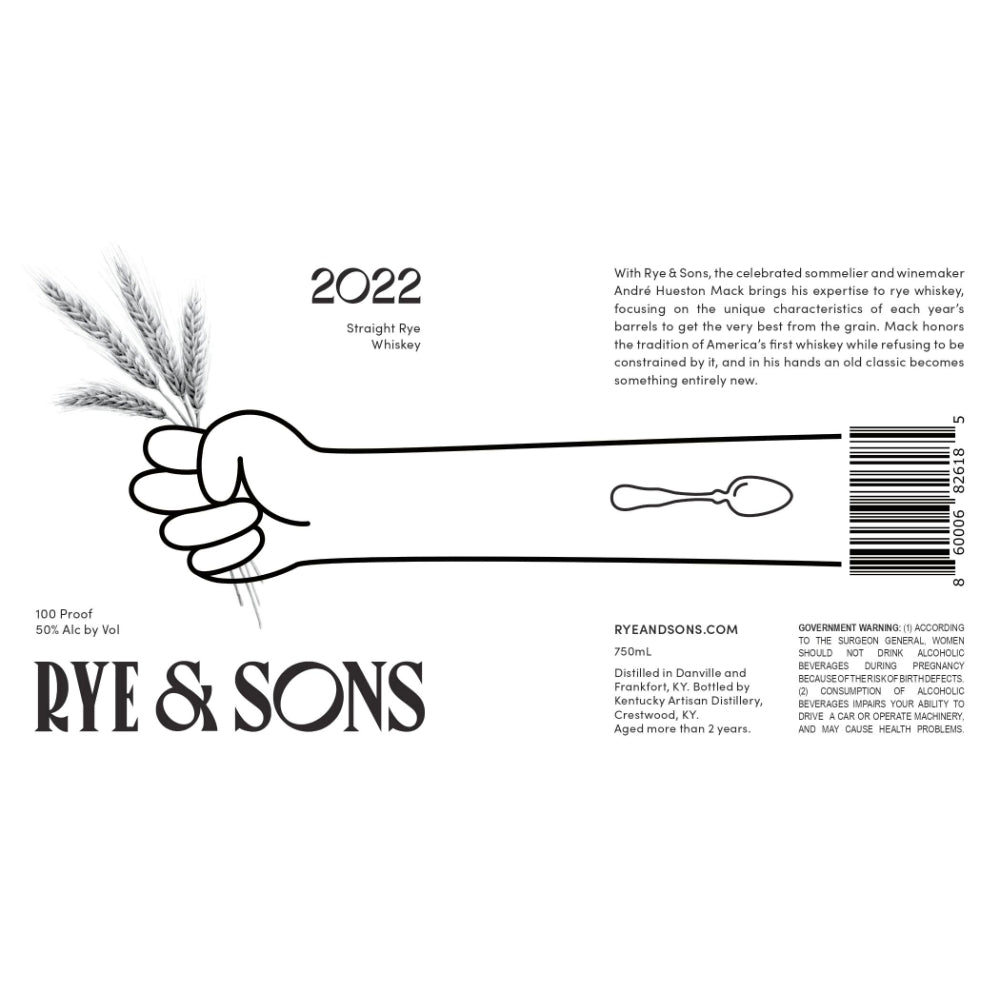 Rye & Sons Straight Rye 2022 Rye Whiskey Kentucky Artisan Distillery   