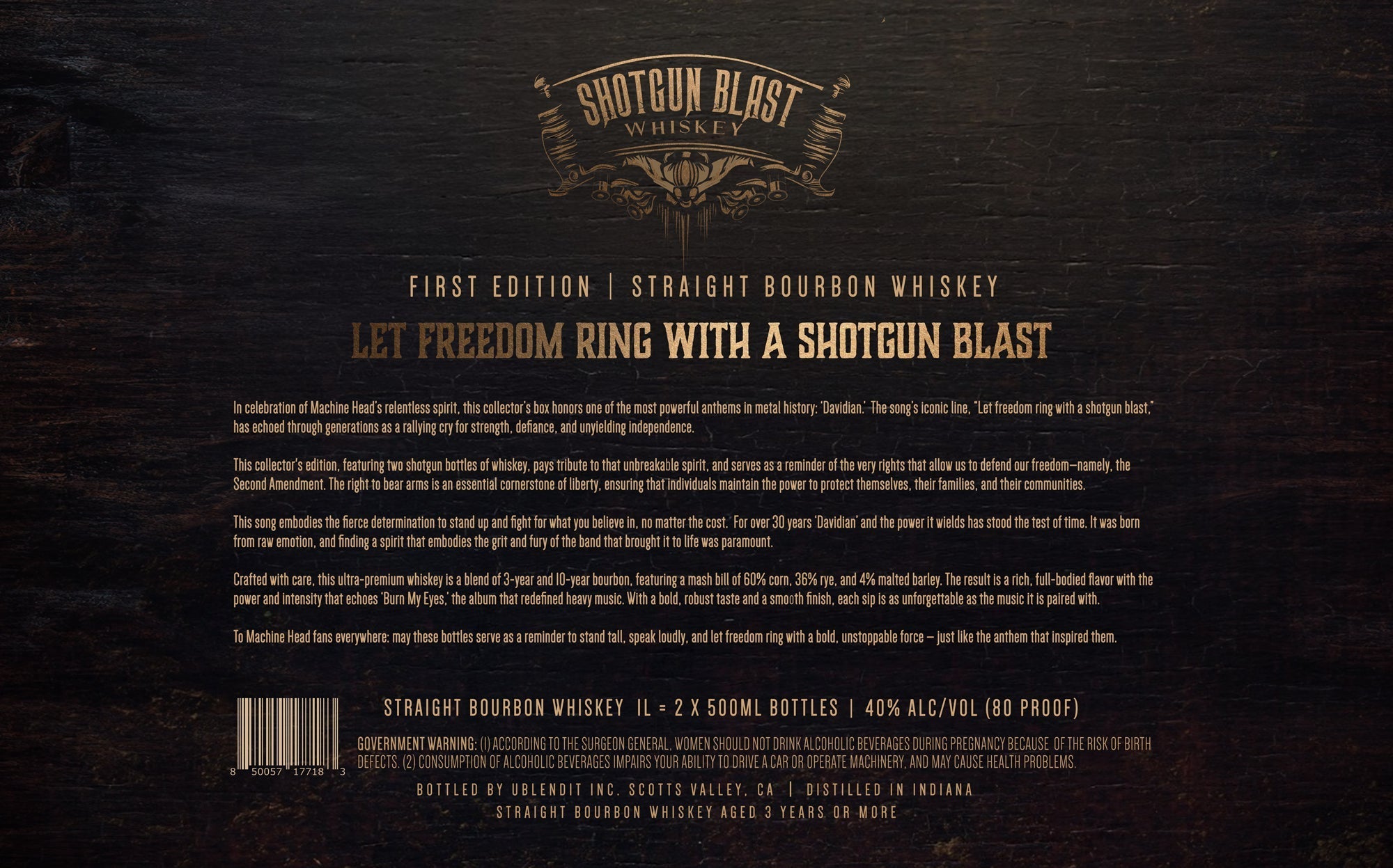 Shotgun Blast Whiskey First Edition Straight Bourbon By Machine Head (PRE-ORDER) Bourbon Shotgun Blast