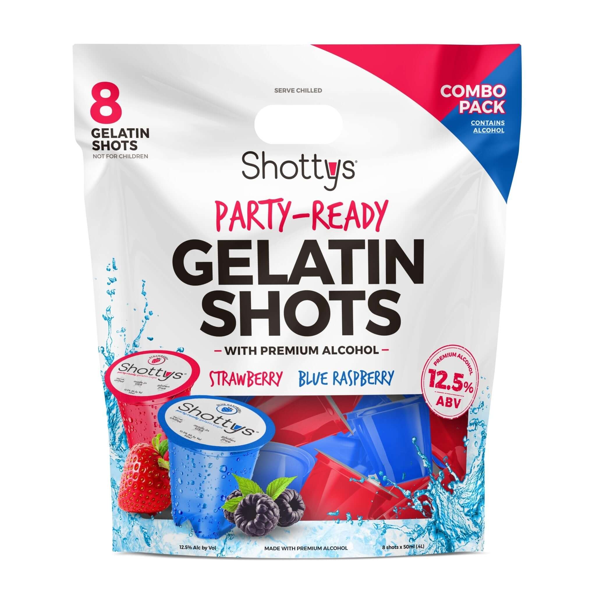 Shottys Strawberry/Blue Raspberry Gelatin Shots (8 shots)  Shottys   