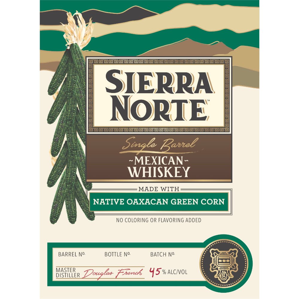 Sierra Norte Single Barrel Green Corn Mexican Whiskey Mexican Whiskey Sierra Norte Whiskey