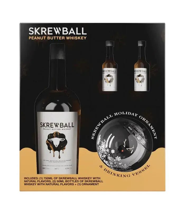 Skrewball Holiday Ornament Gift Set American Whiskey Skrewball