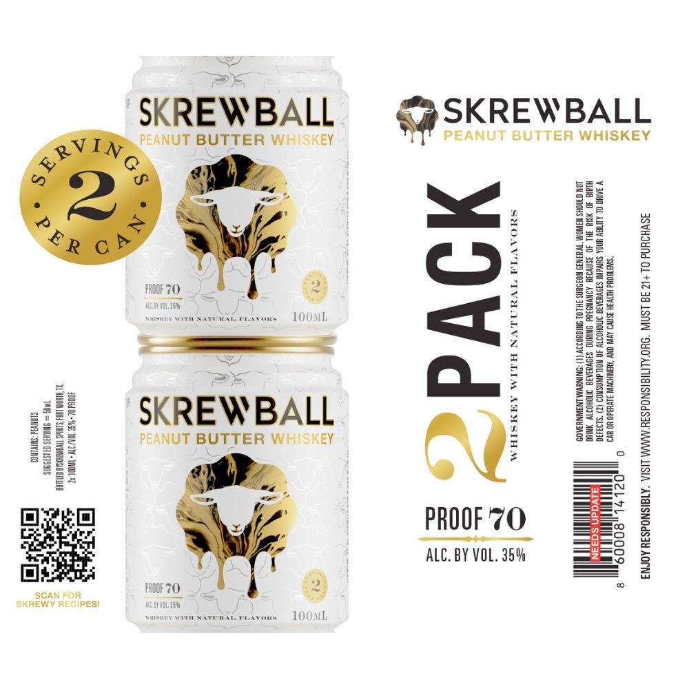 Skrewball Peanut Butter Whiskey Can 2 Pack Flavored Whiskey Skrewball Peanut Butter Whiskey   