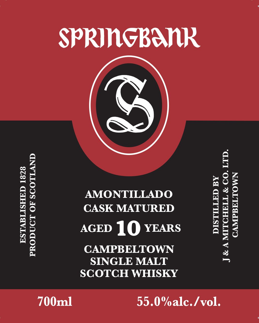 Springbank 10 Year Old Amontillado Cask Matured Campbeltown Single Malt Scotch Whisky 700ml Single Malt Scotch Whisky Springbank