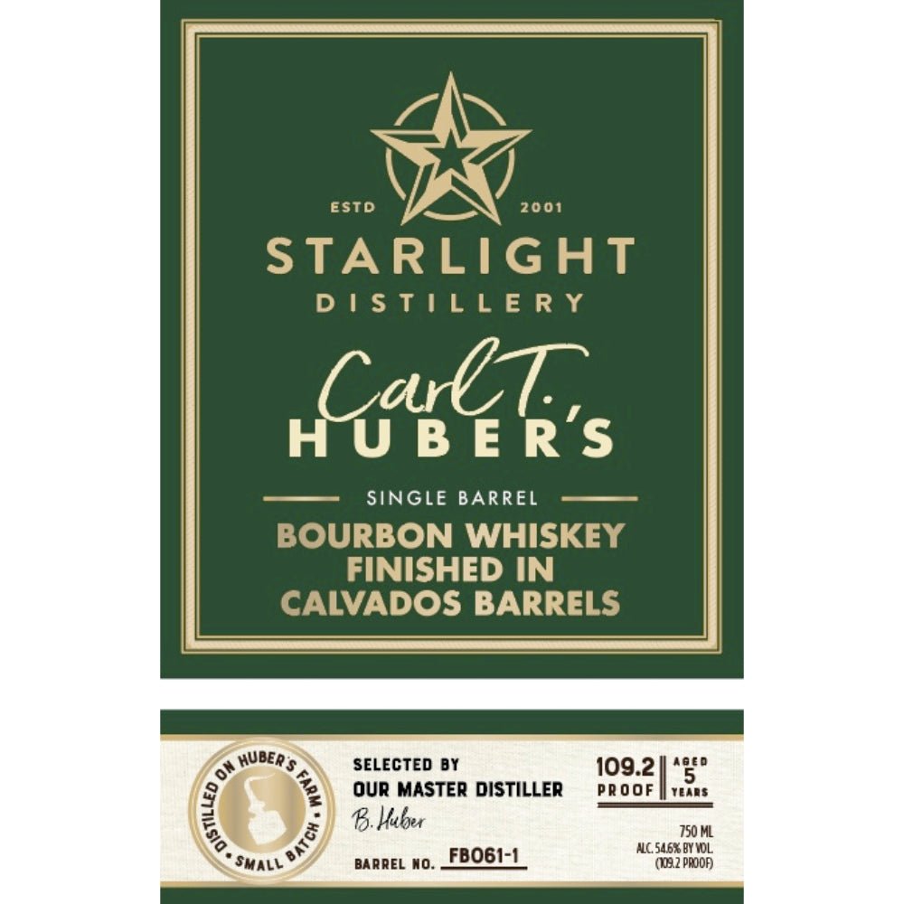 Starlight 5 Year Old Carl T. Huber Bourbon Finished in Calvados Barrels Bourbon Starlight Distillery   