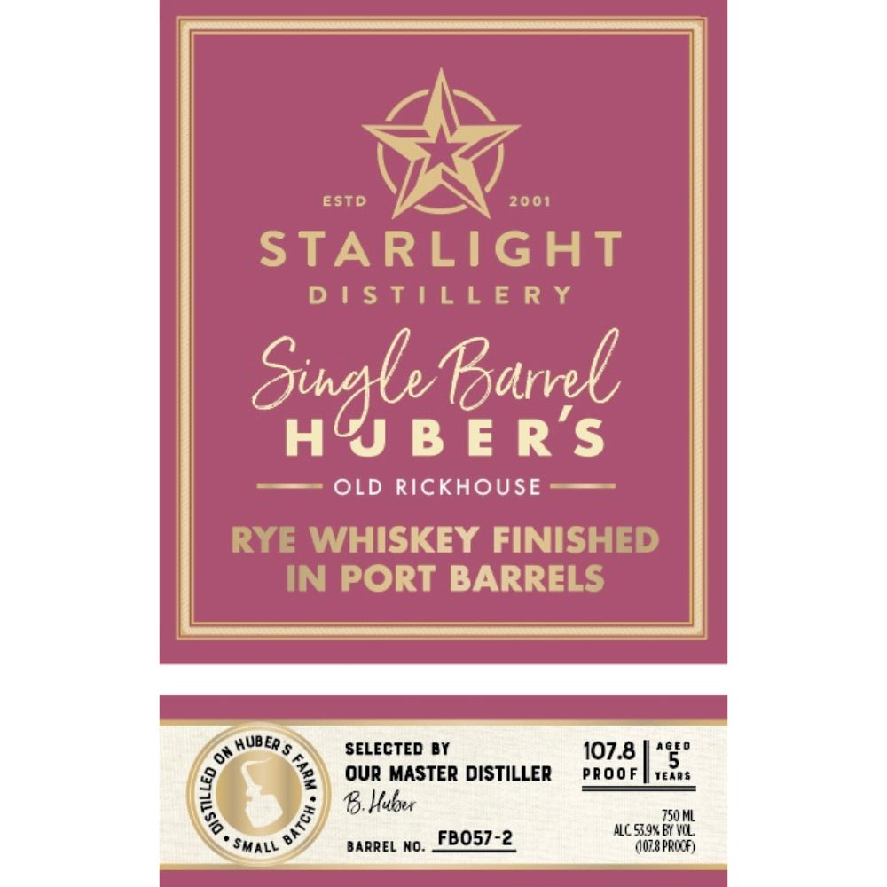 Starlight 5 Year Old Single Barrel Rye Finished In Port Barrels Rye Whiskey Starlight Distillery   