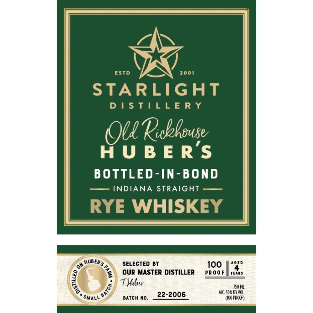 Starlight Bottled in Bond Straight Rye Whiskey Rye Whiskey Starlight Distillery   