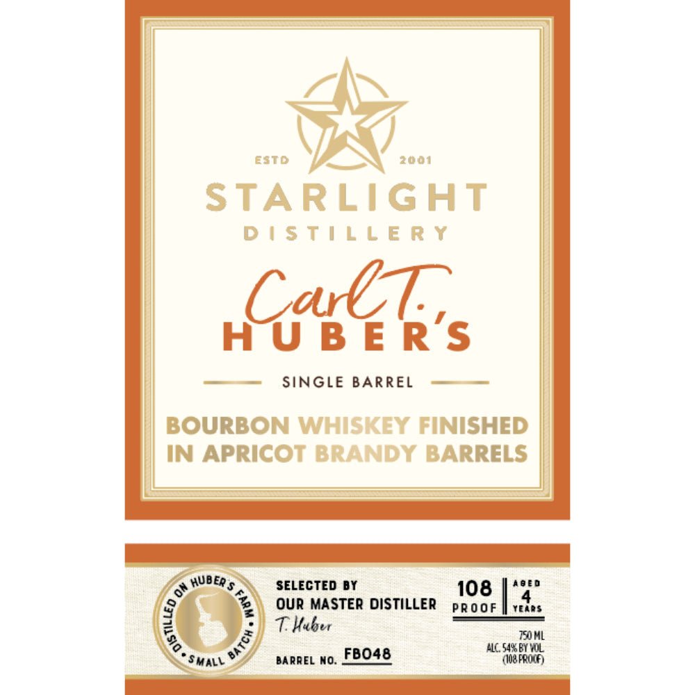 Starlight Bourbon Finished in Apricot Brandy Barrels Bourbon Starlight Distillery   