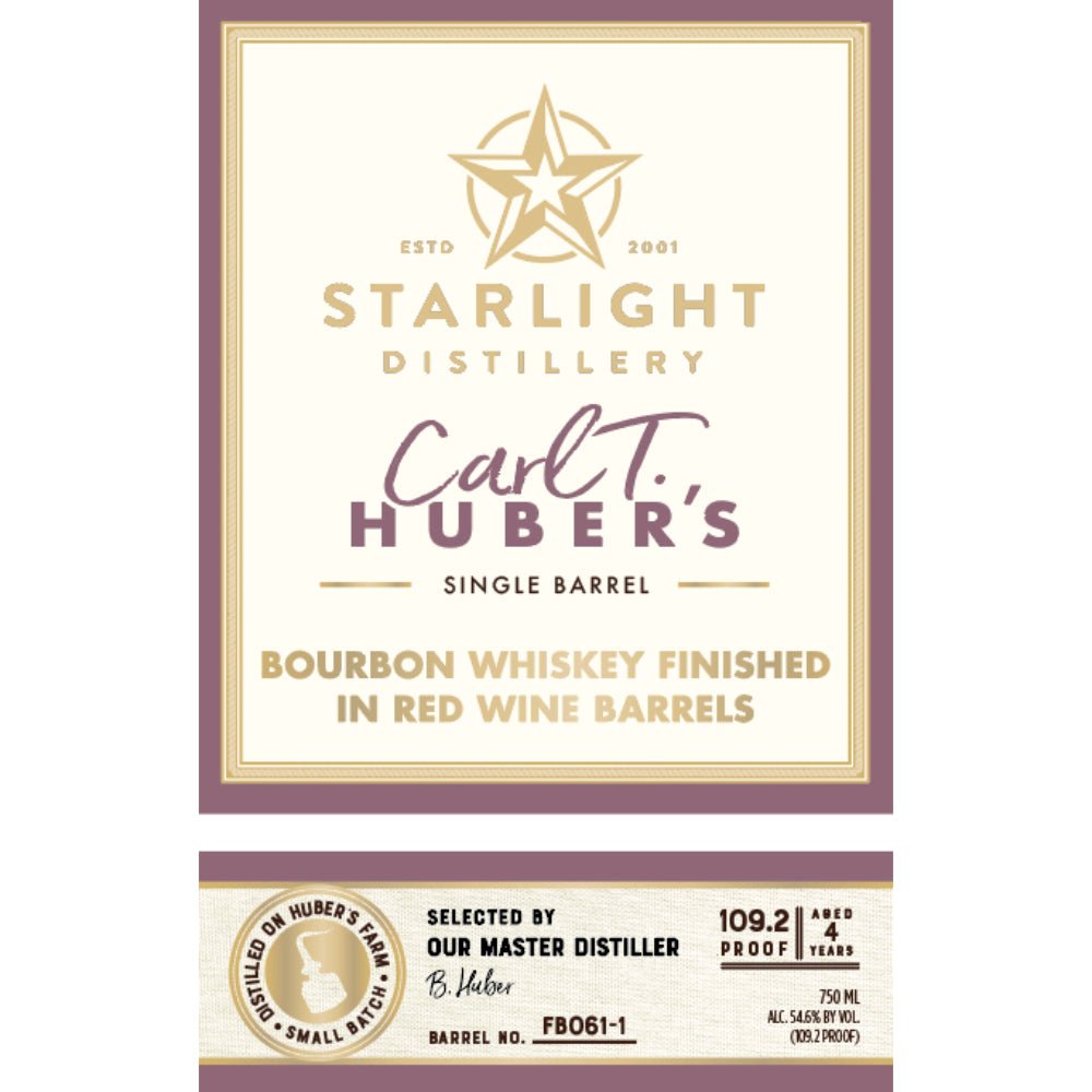 Starlight Bourbon Finished in Red Wine Barrels Bourbon Starlight Distillery   