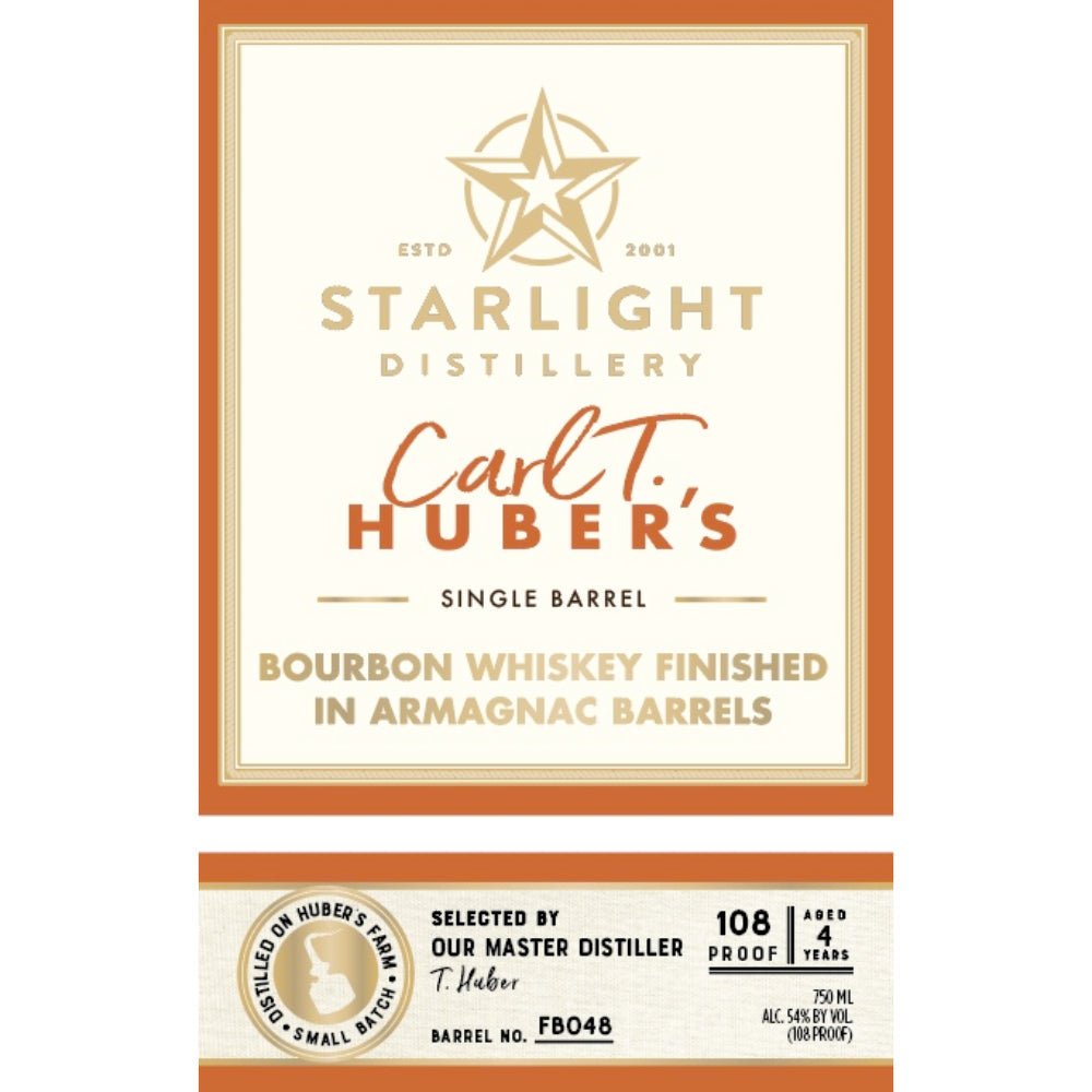 Starlight Carl T. Huber's Bourbon Finished in Armagnac Barrels Bourbon Starlight Distillery   