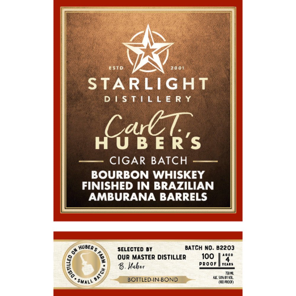 Starlight Huber's Bottled in Bond Cigar Batch Bourbon Bourbon Starlight Distillery   