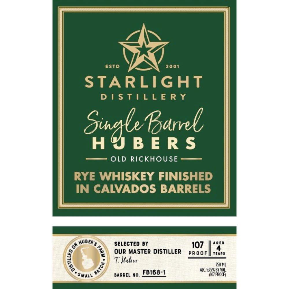 Starlight Old Rickhouse 4 Year Old Rye Finished In Calvados Barrels Rye Whiskey Starlight Distillery   