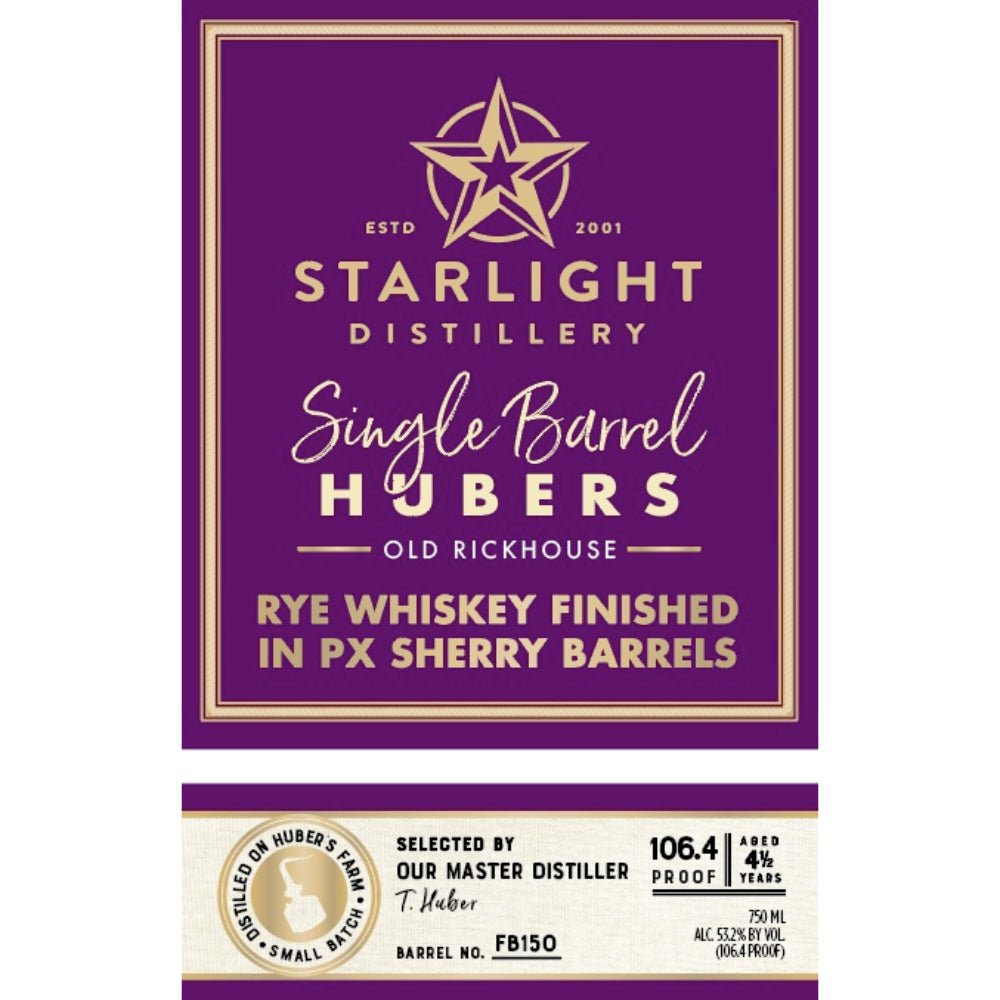 Starlight Old Rickhouse Rye Finished In PX Sherry Barrels Rye Whiskey Starlight Distillery   