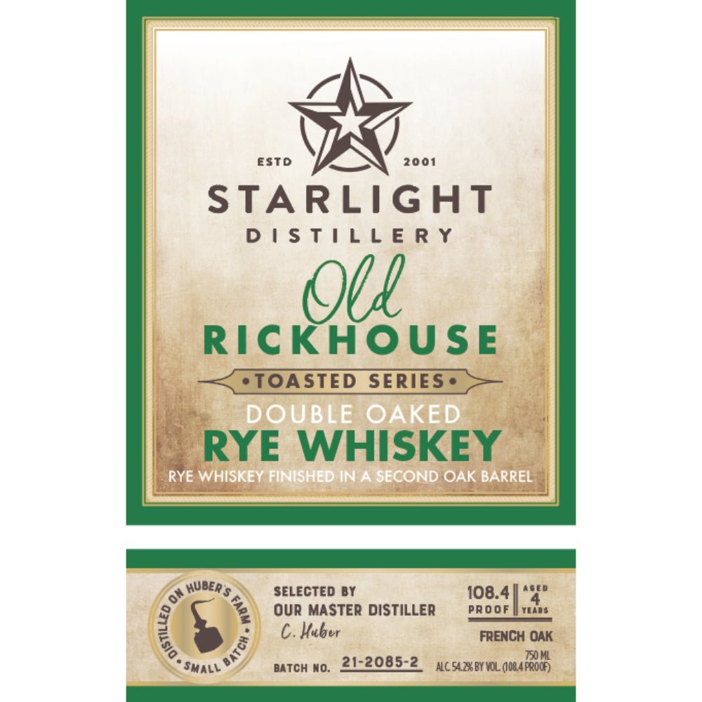 Starlight Old Rickhouse Toasted Series Double Oaked Rye Rye Whiskey Starlight Distillery   