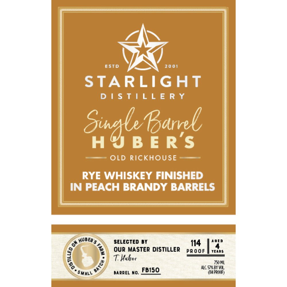 Starlight Rye Finished in Peach Brandy Barrels Rye Whiskey Starlight Distillery   