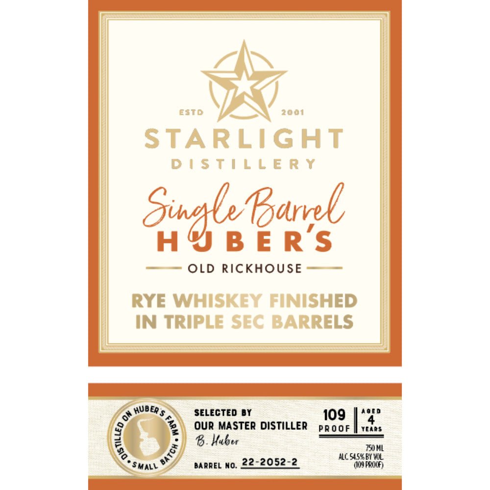 Starlight Rye Finished in Triple Sec Barrels Rye Whiskey Starlight Distillery   