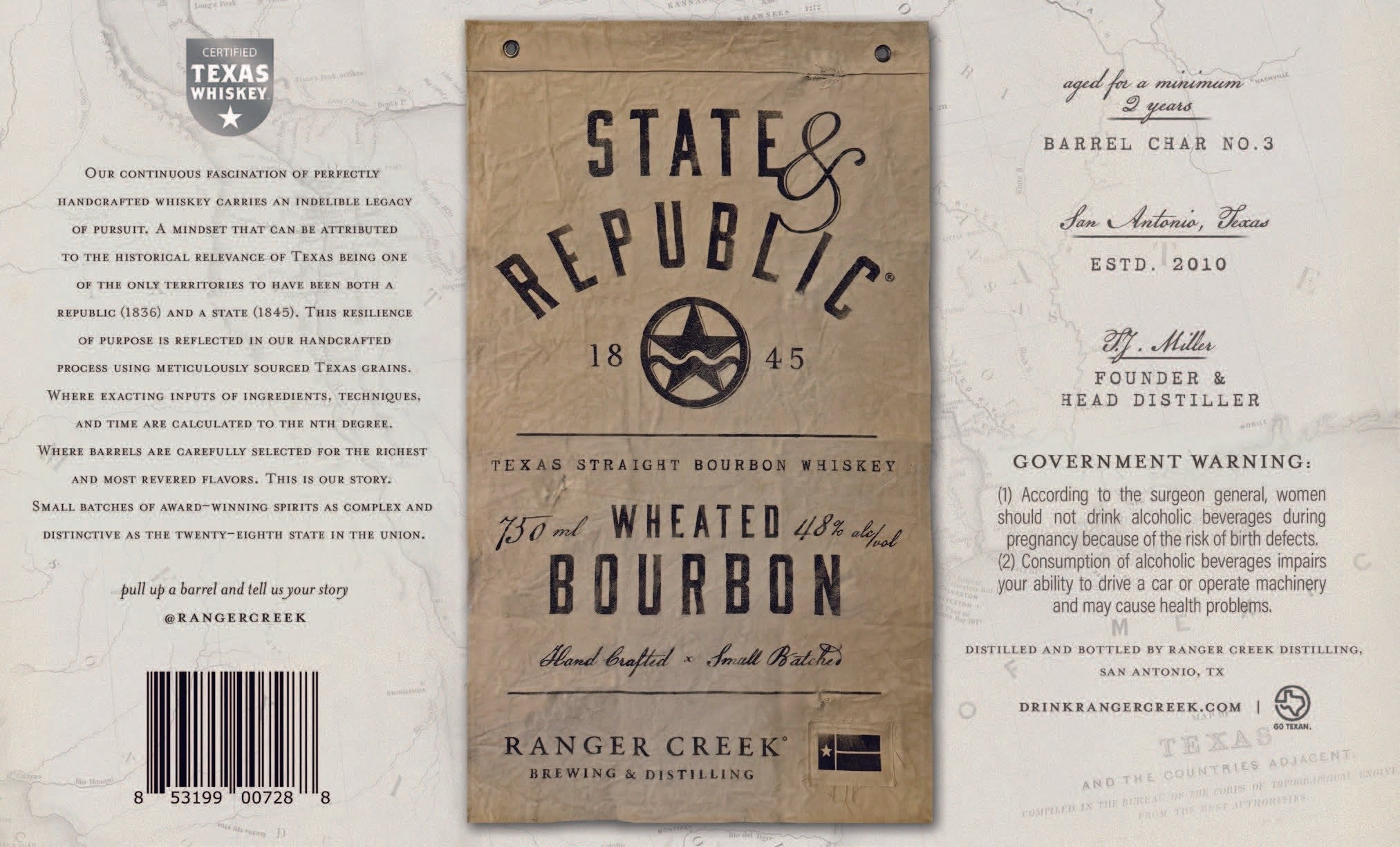 State & Republic Texas Straight Wheated Bourbon Whiskey Straight Bourbon Whiskey Ranger Creek Brewing & Distilling