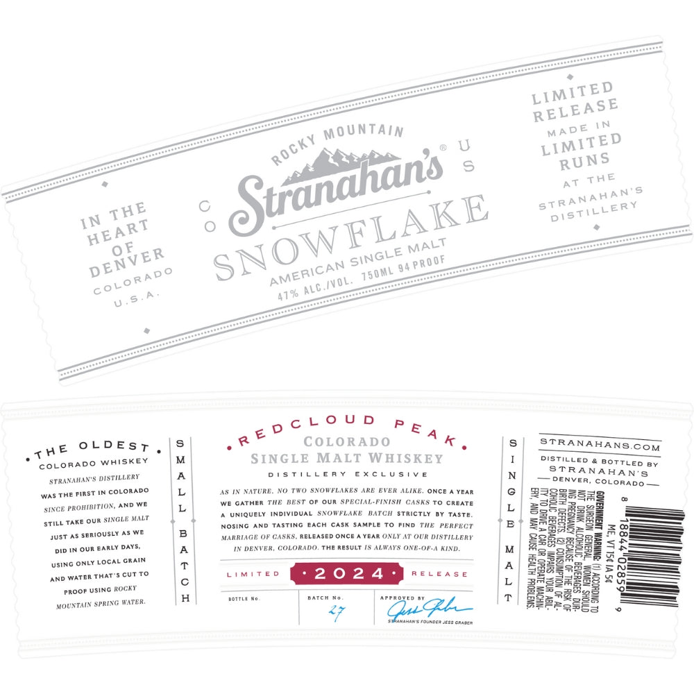 Stranahan's Snowflake 2024 Release Single Malt Whiskey Stranahan's   