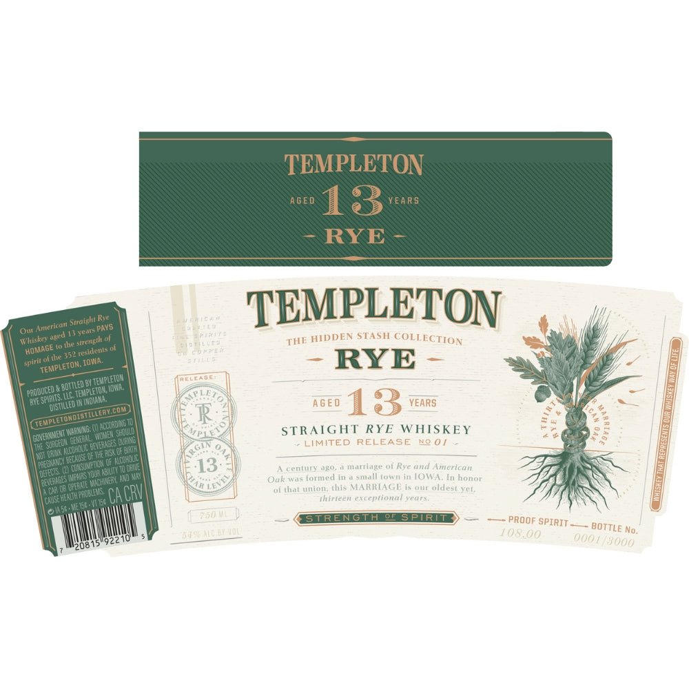 Templeton The Hidden Stash Collection 13 Year Old Rye Rye Whiskey Templeton Rye   