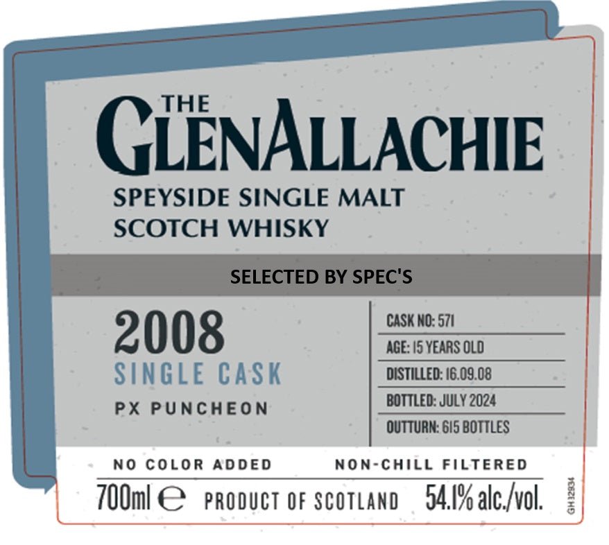 The GlenAllachie 2008 Single Cask PX Puncheon 15 Year Old 700mL Single Malt Scotch Whisky GlenAllachie   