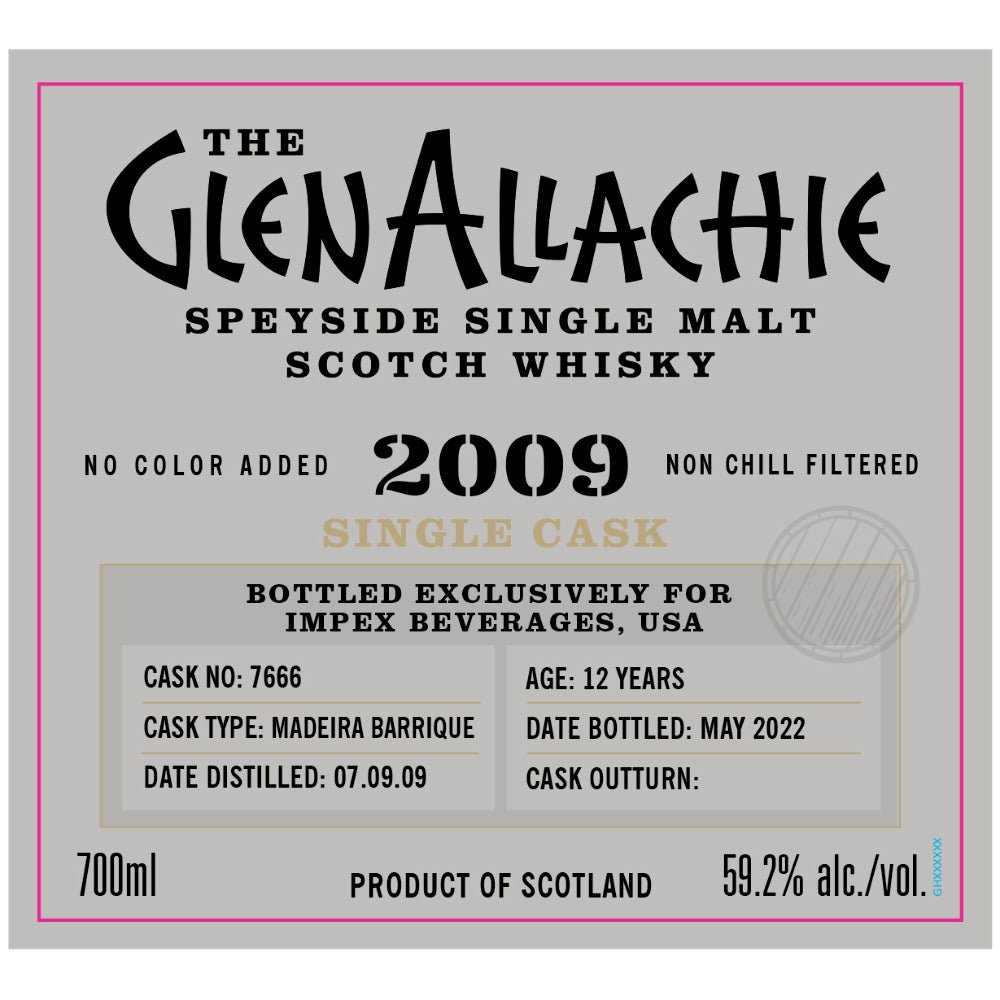 The GlenAllachie 2009 12 Year Madeira Barrique Single Cask #7666 Scotch GlenAllachie   