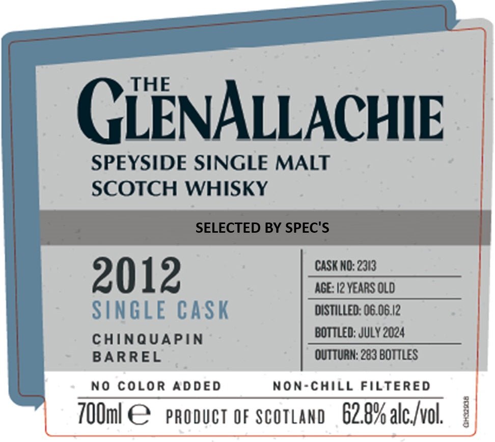 The GlenAllachie 2012 Single Cask Chinquapin Barrel 12 Year Old 700mL Single Malt Scotch Whisky GlenAllachie   