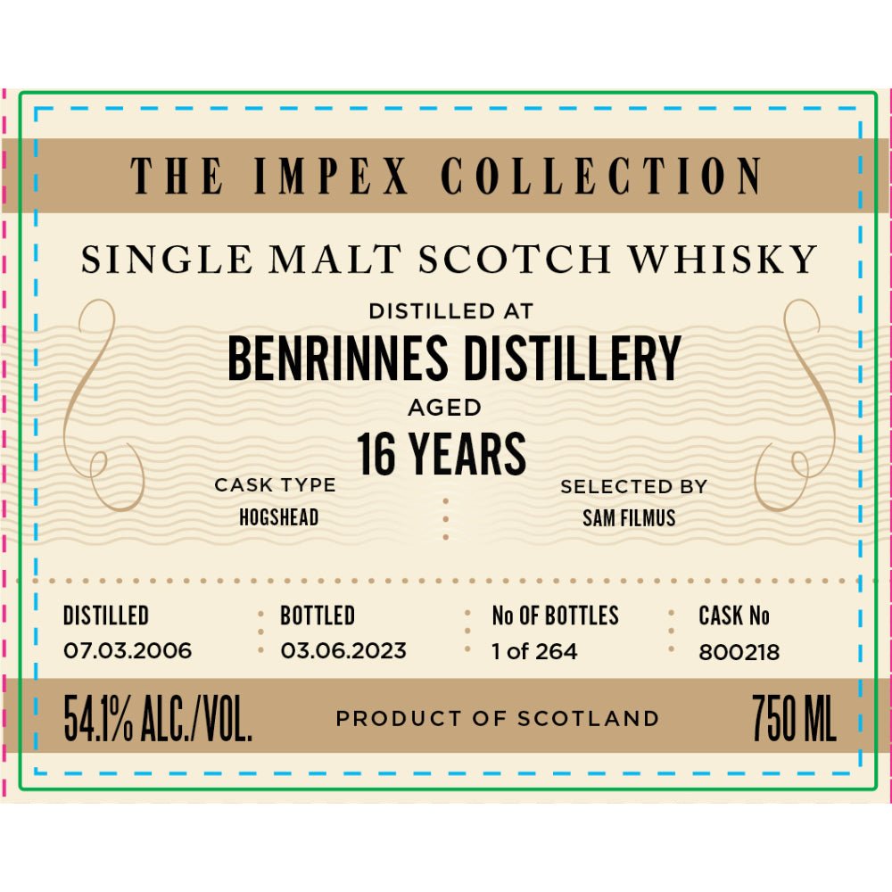 The ImpEx Collection Benrinnes Distillery 16 Year Old 2006 Scotch Impex   