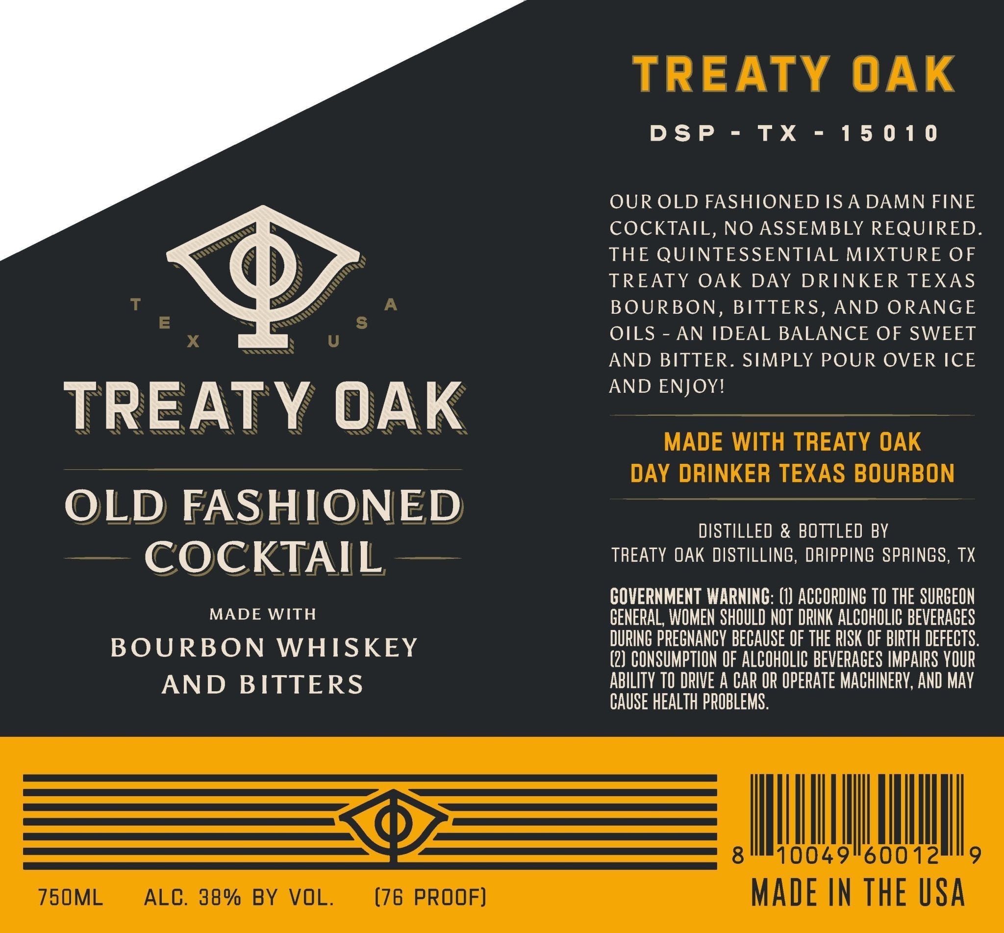 Treaty Oak Old Fashioned Cocktail  Treaty Oak   