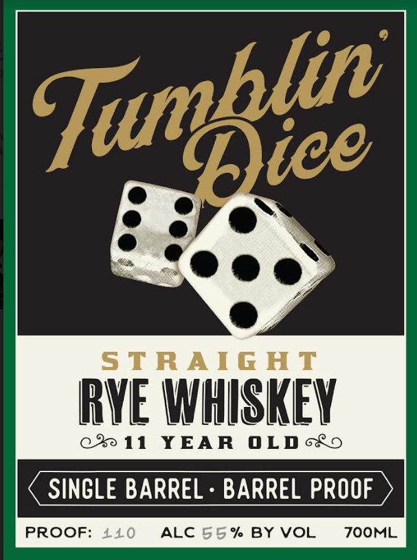 Tumblin' Dice 11 Year Old Straight Rye Whiskey Straight Rye Whiskey Tumblin Dice   