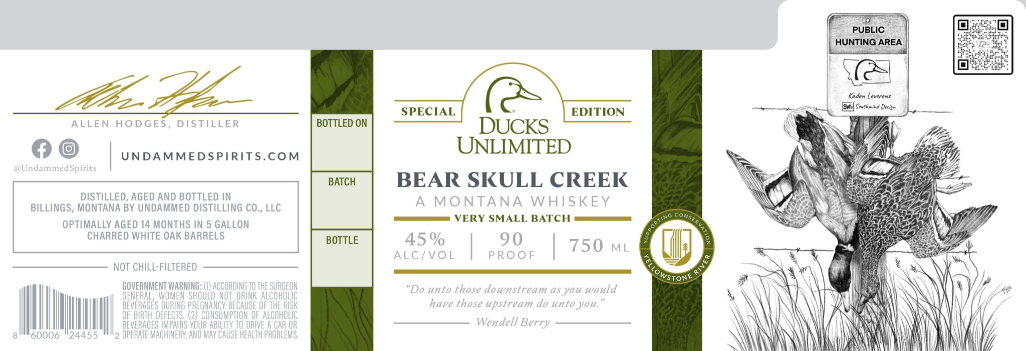 Undammed Bear Skull Creek Montana Whiskey Ducks Unlimited Edition Whiskey Undammed distilling co   