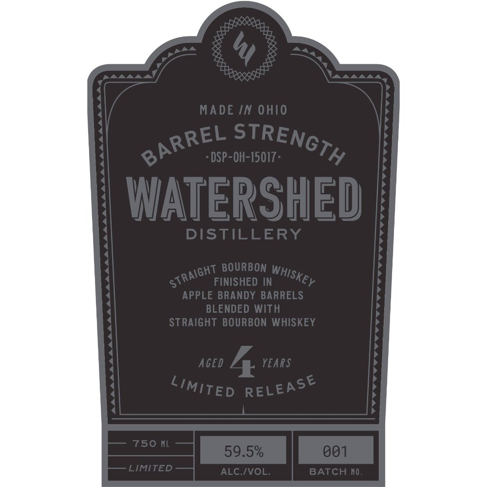 Watershed 4 Year Old Barrel Strength Straight Bourbon Bourbon Watershed Distillery