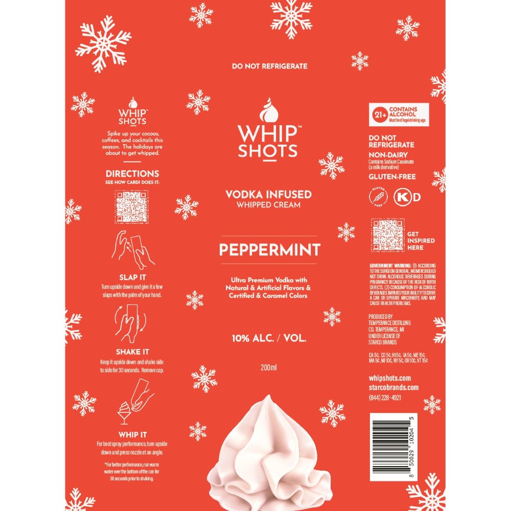 Whipshots Peppermint by Cardi B 200ml Vodka Infused Whipped Cream Whipshots   