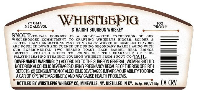 WhistlePig Snout to Tail Bourbon 10-Year-Old Straight Bourbon Whiskey WhistlePig