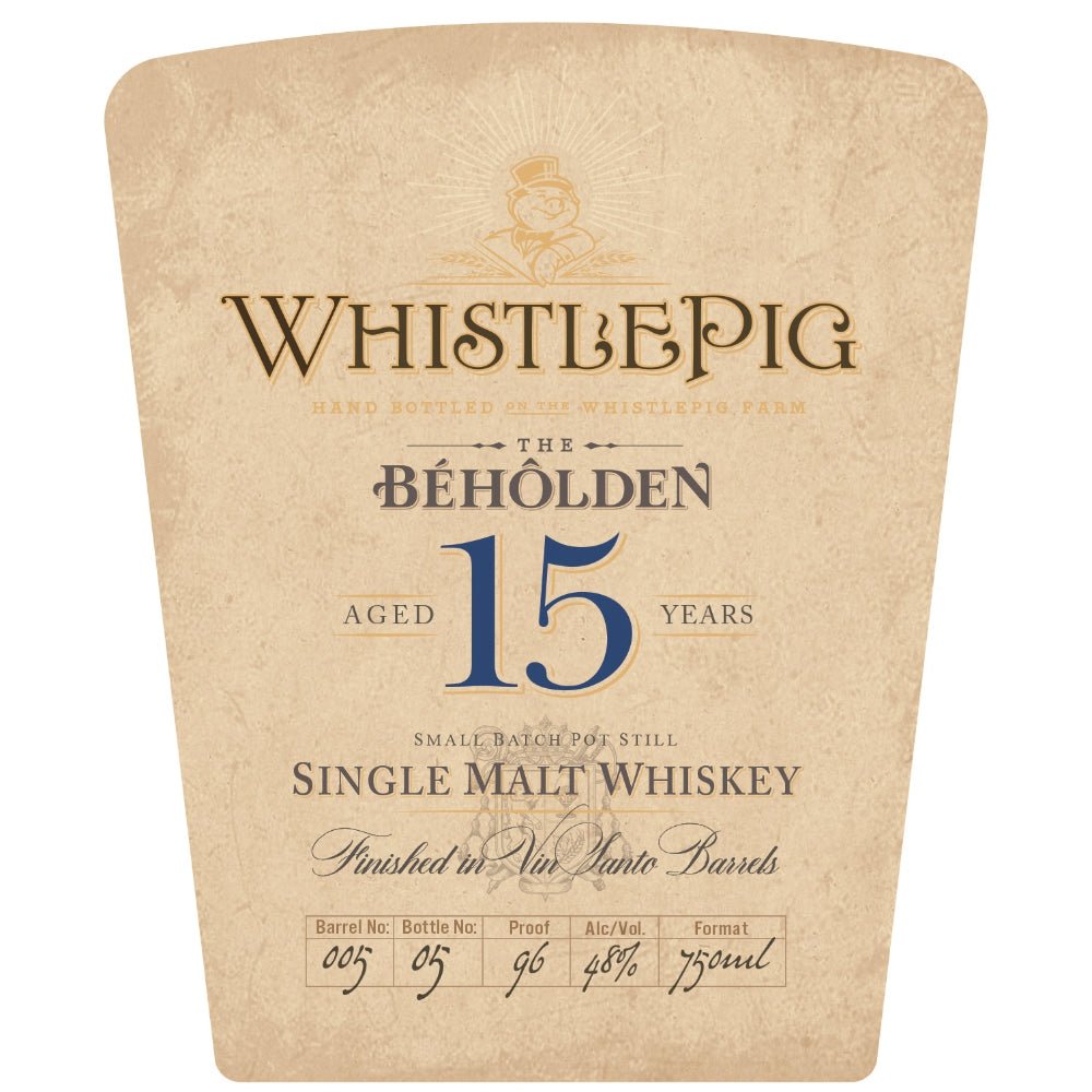 WhistlePig The Beholden 15 Year Old Finished in Vin Santo Barrels Single Malt Whiskey WhistlePig