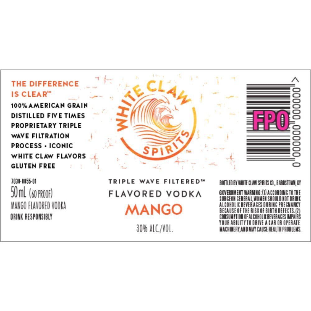 White Claw Spirits Mango Vodka 50mL 12 Pack Vodka White Claw Spirits   