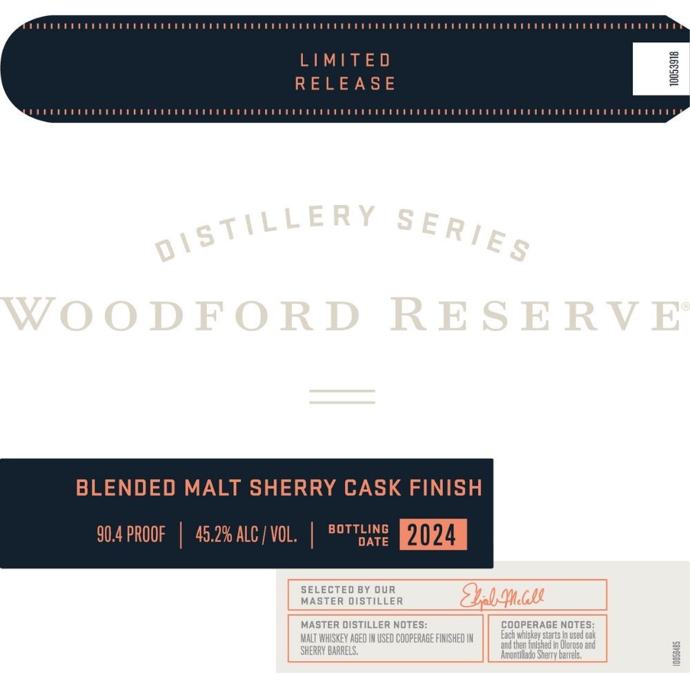 Woodford Reserve Distillery Series Blended Malt Sherry Cask Finish 2024 Release Blended Malt Whiskey Woodford Reserve   