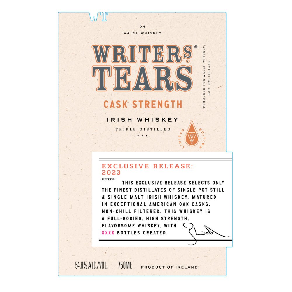 Writers' Tears Cask Strength 2023 Release Irish whiskey Writers Tears   